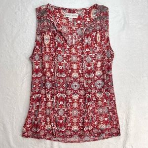 Knox Rose Women’s Smocked Tank Red Floral size XS